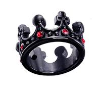 LAFATINA Gothic King Crown Cross Ring for Men Women Christian Christmas Baptism Easter Red Wedding Bands
