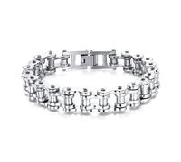 LAFATINA Men's Bicycle Bike Rocker Link Manly Motorcycle Chain Bracelets Fathers Day Stainless Steel Wide Masculine Bangle Wristband, 8.38 inches