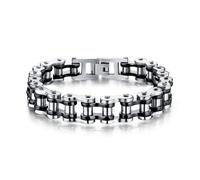 LAFATINA Men's Bicycle Bike Rocker Link Manly Motorcycle Chain Bracelets Fathers Day Stainless Steel Wide Masculine Bangle Wristband, 8.38 inches
