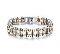 LAFATINA Men's Bicycle Bike Rocker Link Manly Motorcycle Chain Bracelets Fathers Day Stainless Steel Wide Masculine Bangle Wristband, 8.38 inches