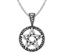 LAFATINA Pentacle Star Pendant Necklace for Men, Powerful Pentacle Wicca Traditional Seal Solomon Pendant Necklace