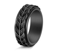 LAFATINA Spinner Fidget Feather Rings for Men Women Stainless Steel Wing Anxiety Relief Rotatable Wedding Band