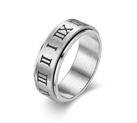 LAFATINA Vintage Roman Numerals Spinner Rings for Men Women Stainless Steel Stress Relief Fidget Inspiration Encourage Wedding Band Ring