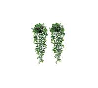 Lafecuw 2-Pack Artificial Hanging Ivy Plants with Pot - Faux Greenery Decor for Indoor/Outdoor Walls, 100cm Total Length, Model 001