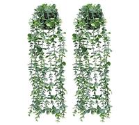 Lafecuw Artificial Hanging Plants,2 Pack Fake Hanging Plants with Pot,Greenery Faux Fake Ivy Decor, Fake Potted Plants for Home Indoor Outdoor Wall Patio Office Table Shelf Aesthetic Decor (001)