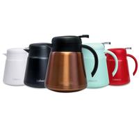 Lafeeca Thermal Coffee Carafe Tea Pot Stainless Steel, Double Wall Vacuum Insulated Cool Touch Handle Hot & Cold Retention Non-Slip Silicone Base BPA Free Copper