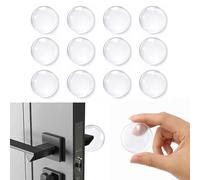 Lafefe 12pcs Door Stopper, Transparent Circular Silicone Door Handle Protectors, Door Handle Impact Protection Wall Protector Self Adhesive Suitable for Walls and Refrigerators