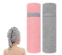 Lafefe 2 Pack Large Microfiber Hair Towel Wrap 60 x 100 cm - Superior Absorbency Anti-Frizz Soft, Suitable for Long Thick Hair & All Hair Types (Grey Pink)