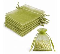Lafefe 20Pcs Organza Gift Pouches, 10x15CM Clear Mesh Drawstring Pouches, Organza Gift Bags for Wedding Favours, Party, Festival, Candy and Game Favour Bags - Green