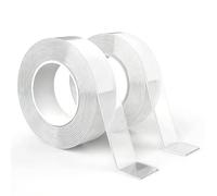 Lafefe 2PCS Double Sided Tape Heavy Duty Waterproof,Removable Reusable Multipurpose Clear Adhesive Extra Strong for Carpet Mats/Photos Frames/Craft Wall Mounting (5m*2cm*2mm & 5m*2cm*1mm)