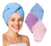 Lafefe 3 Pack Hair Towel Microfibre Hair Towel Wrap, Superior Absorbency, Soft And Anti-Frizz Microfiber Towel, Suitable For Women With All Hair Types (Pink Blue Purple)