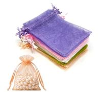 Lafefe 50Pcs Organza Gift Pouches, 10x15CM Clear Mesh Drawstring Pouches, Organza Gift Bags for Wedding Favours, Party, Festival, Candy and Game Favour Bags