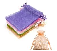 Lafefe 50Pcs Organza Gift Pouches, 7x9CM Clear Mesh Drawstring Pouches, Organza Gift Bags for Wedding Favours, Party, Festival, Candy and Game Favour Bags