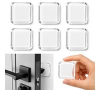 Lafefe 6pcs Door Stopper, Transparent Square Silicone Door Handle Protectors, Door Handle Impact Protection Wall Protector Self Adhesive Suitable for Walls and Refrigerators