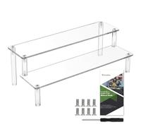 Lafefe Acrylic Display Stand, 30cm 2-Tier Clear Acrylic Riser, Perfume Stand and Cologne Organizer, Showcase Shelf for Collectibles Vinyl Figures, Cupcake Dessert Display Stand (1 Pack)