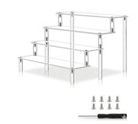 Lafefe Acrylic Display Stand, 30cm 4-Tier Clear Acrylic Riser, Perfume Stand and Cologne Organizer, Showcase Shelf for Collectibles Vinyl Figures, Cupcake Dessert Display Stand (1 Pack)