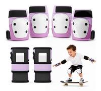 Lafefe Kids Protective Gear Set 6 in 1, Knee Pads Elbow Pads Wrist Guards with PP Shell & EVA Cushion, Adjustable Skating Pads XS Size for Roller Skating Skateboard Cycling (Pink Purple)