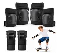 Lafefe Kids Protective Gear Set 6 in 1, Knee Pads Elbow Pads Wrist Guards with PP Shell & EVA Cushion, Adjustable Skating Pads S Size for Roller Skating Skateboard Cycling (Black Turtle)