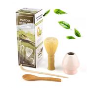 Lafefe Matcha Set (4-Piece) Which Resin Manufacturing Matcha Whisk, Matcha Bowl, Chasen, Matcha Spoon,Ideal Starter Matcha Kit for Easy Matcha Making (Pink)