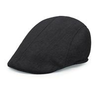 Lafefe Mens Flat Caps, Beret Irish Forward Cap, Casual Trend Linen Duckbill Hat (Black)
