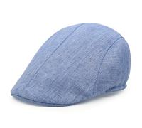 Lafefe Mens Flat Caps, Beret Irish Forward Cap, Casual Trend Linen Duckbill Hat (Blue)