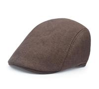 Lafefe Mens Flat Caps, Beret Irish Forward Cap, Casual Trend Linen Duckbill Hat (Brown)