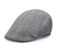 Lafefe Mens Flat Caps, Beret Irish Forward Cap, Casual Trend Linen Duckbill Hat (Grey)