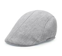 Lafefe Mens Flat Caps, Beret Irish Forward Cap, Casual Trend Linen Duckbill Hat (Light Gray)