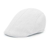 Lafefe Mens Flat Caps, Beret Irish Forward Cap, Casual Trend Linen Duckbill Hat (White)