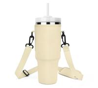 Lafefe Water Bottle Carrier Cover Bag, Stanley 40 Oz Tumbler Cup Accessories, 40OZ Bottle Bag, Adjustable Shoulder Strap and Carabiner Clip, for Mountaineering, Travel, Camping, Skin tone