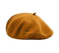 Lafefe Wool Beret hat Women, Female Autumn and Winter England Retro Hundred with Autumn Candy Colour Painter Octagonal Beret - Ginger