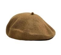 Lafefe Wool Beret hat Women, Female Autumn and Winter England Retro Hundred with Autumn Candy Colour Painter Octagonal Beret - Dark Khaki