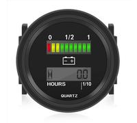 Lafeier 12V/24V/36V/48V/72V LED Digital Battery Status Charge Indicator with Hour Meter Gauge Black