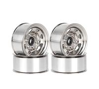 LAFEINA 1.55 inch Metal Beadlock Wheel Rim Replacement for 1/10 RC Crawler D90 Pajero TF2 Tamiya CC01 CC02 LC70 LC80 (Silver)