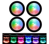 LAFEINA 4 Pack Light Up Cocktail Coaster, LED Drink Coasters Bar Beer Beverage Coaster Lights for Club,Wedding, Bar, Party Decoration, Color Light