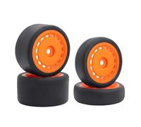 LAFEINA 4PCS Pre-Glued Rubber Slick Tires and Wheels Set for 1/24 Losi Micro-B Parts (Orange)