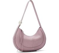 LAFESTIN Women's Leather Shoulder Bag - Adjustable Strap Purse with Zipper, Trendy Crescent Shoulder Bag for Daily Use, Cherry Blossom Powder