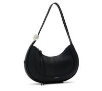 LAFESTIN Women's Leather Shoulder Bag - Adjustable Strap Purse with Zipper, Trendy Crescent Shoulder Bag for Daily Use, Mousse Black