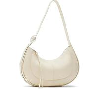 LAFESTIN Women's Leather Shoulder Bag - Adjustable Strap Purse with Zipper, Trendy Crescent Shoulder Bag for Daily Use, White