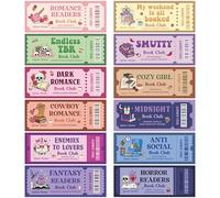Laffact 120Pcs Funny Book Club Ticket Bookmark, Cowboy Romance Reading Tracker, Dark Romance Horror Anti Social Fantasy Readers Accessories Supplies Bookish Gifts Page Clip for Women Men Book Lover