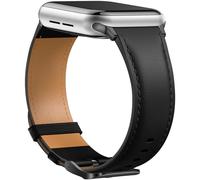 Laffav Leather Strap Compatible with Apple Watch Strap 44mm 45mm 42mm 46mm 49mm Women Men, Genuine Leather Classic Replacement Bands for Apple Watch iWatch Series 10 9 8 7 6 5 4 3 2 1 SE Ultra 2,Black