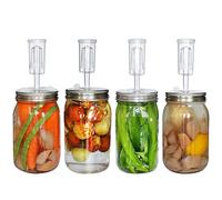 laffeya Fermentation Lids, Airlocks for Fermenting, 4 Sets Fermentation Kit for Wide Mouth Jars- Stainless Steel Fermenting Lids Compatible with Mason Jar for Making Sauerkraut, Pickle, Hot Sauce