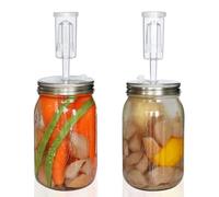 laffeya Fermentation Lids Kit - Wide Mouth Mason Jar Fermenting Lids 2 with Airlocks 2 & Grommets, Stainless Steel Fermenter Lid for Making Hot Sauce Pickle Hot Beer Wine (Jars Not Included)