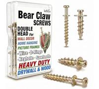 laffeya Picture Hanging Screws, 4-in-1 Bear Claw Screw for Various Framed Items, Easy to Use for Hanging Pictures, Posters, Clocks (Gold, 0.8+1.1 Long)