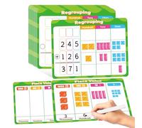Laffunz 12 PCS Place Value Chart Dry Erase Flash Cards Math Manipulatives