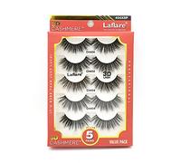 Laflare 3D Cashmere False Eyelashes Multipack, Ultra Soft, Glam, Luxurious, Cruelty-Free, Reusable, Fake Eyelashes 5 Pairs Value Pack (404X5P)