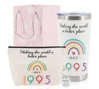 lafo 30th Birthday Gifts for Women, Personalised Birthday Gifts Rainbow Mugs, 20oz Stainless Steel Tumbler, with Cosmetic Bag, Gift Bag, Keychain, Present for Mum Friend Sister Wife (Large, 1995)