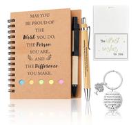 lafo 5 Pcs Leaving Gifts Thank You Gift for Colleagues Women, Employee Appreciation Inspirational Notebook Ballpoint Pen Set, Spiral Kraft Lined Notepad for Nurse Teacher Student Coworker