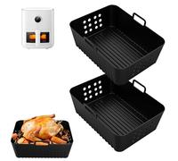 lafo Airfryer Liners,2PCS Silicone Air Fryer Liner for Ninja Double Stack SL400UK/SL401,Ninja Max Dual Air Fryer 9.5l Accessories,Ninja Double Stack XL Air Fryer Liners,Silicone Airfryer Liner