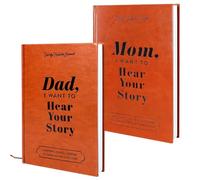 lafo Mom/Dad, I Want To Hear Your Story: 2 Guided Journal Books to Share Their Life Story Journal, Mom/Dad Tell Me Your Life Story, with Durable Leather Wrapped, Great Gift For Birthday (Dad & Mom)
